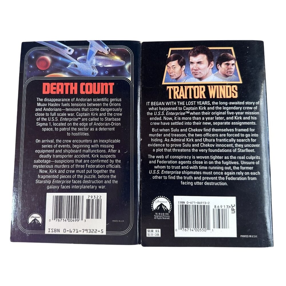 Vintage Star Trek Books Death Count & Traitor Winds Paperback GC - Picture 2 of 6